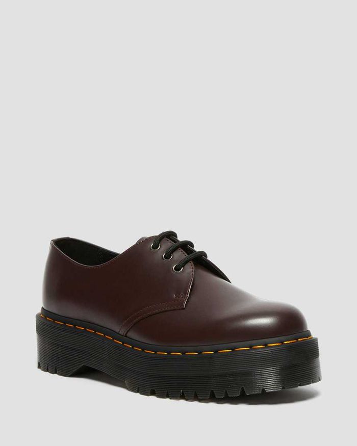 Dr Martens Oxfords Dame Burgunder 1461 Smooth Læder Platform 3168KAEQB